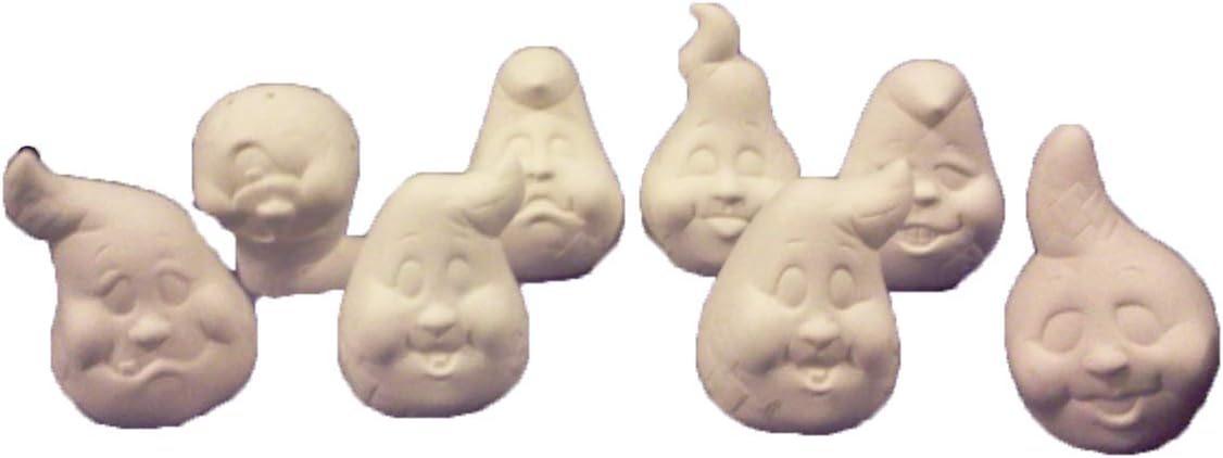Ghost Noggins 3 1/2 Set of 8 with Attachable Hands and feet Ceramic Bisque, Ready to Paint