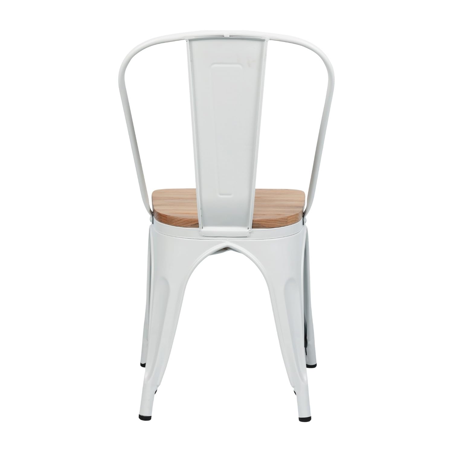 THINIA HOME Pack 4 Sillas Apilables Industriales de Acero y Madera 45x45x85cm