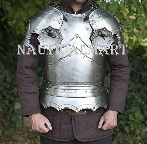 Medieval Reenactment Steel Cuirass Breastplate with Pauldrons