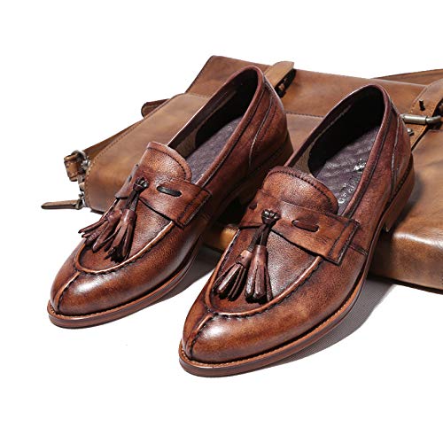 FSJ Brown Men\'s Tassel Loafers Slip On Comfy Cushioned Insole Driving Flats Amazon.com | FSJ Men main image 4