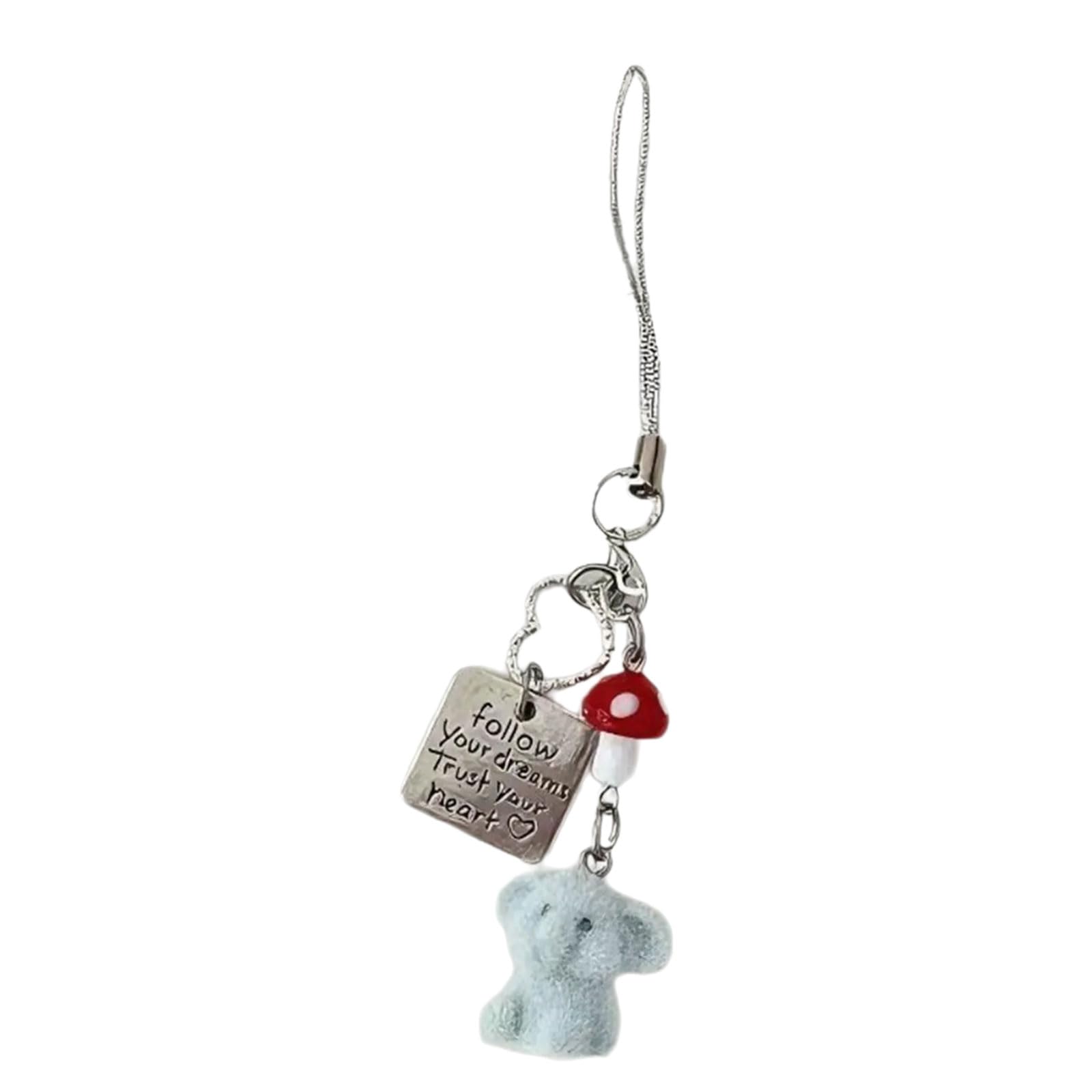 THINCAN Adorable Red Mushroom Elephant Charm Phone Strap Keychain For Women Girls Trendy Resin Alloy Accessory Red Mushroom Elephant Phone Charm
