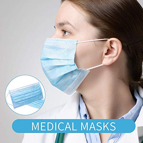 Preisvergleich Produktbild starnearby100pcs Einweg OP-Maske Gesichtsmaske 3-lagig Mundschutz Staubschutz Infektionsschutz Schutzmaske Atemschutzmaske mit Ohrschlaufen schützt vor Verschmutzungen (Blau)
