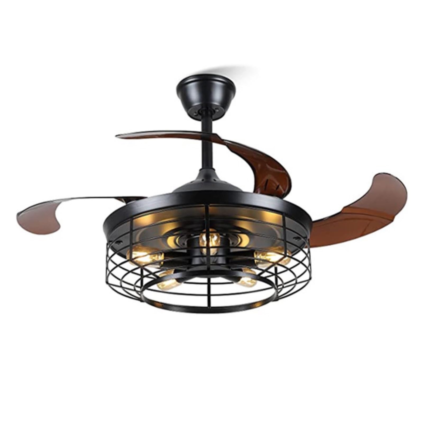ERETYRET Retro Industrial Style Invisible Ceiling Fan Light Restaurant Bedroom with Electric Silent Quiet Cooling