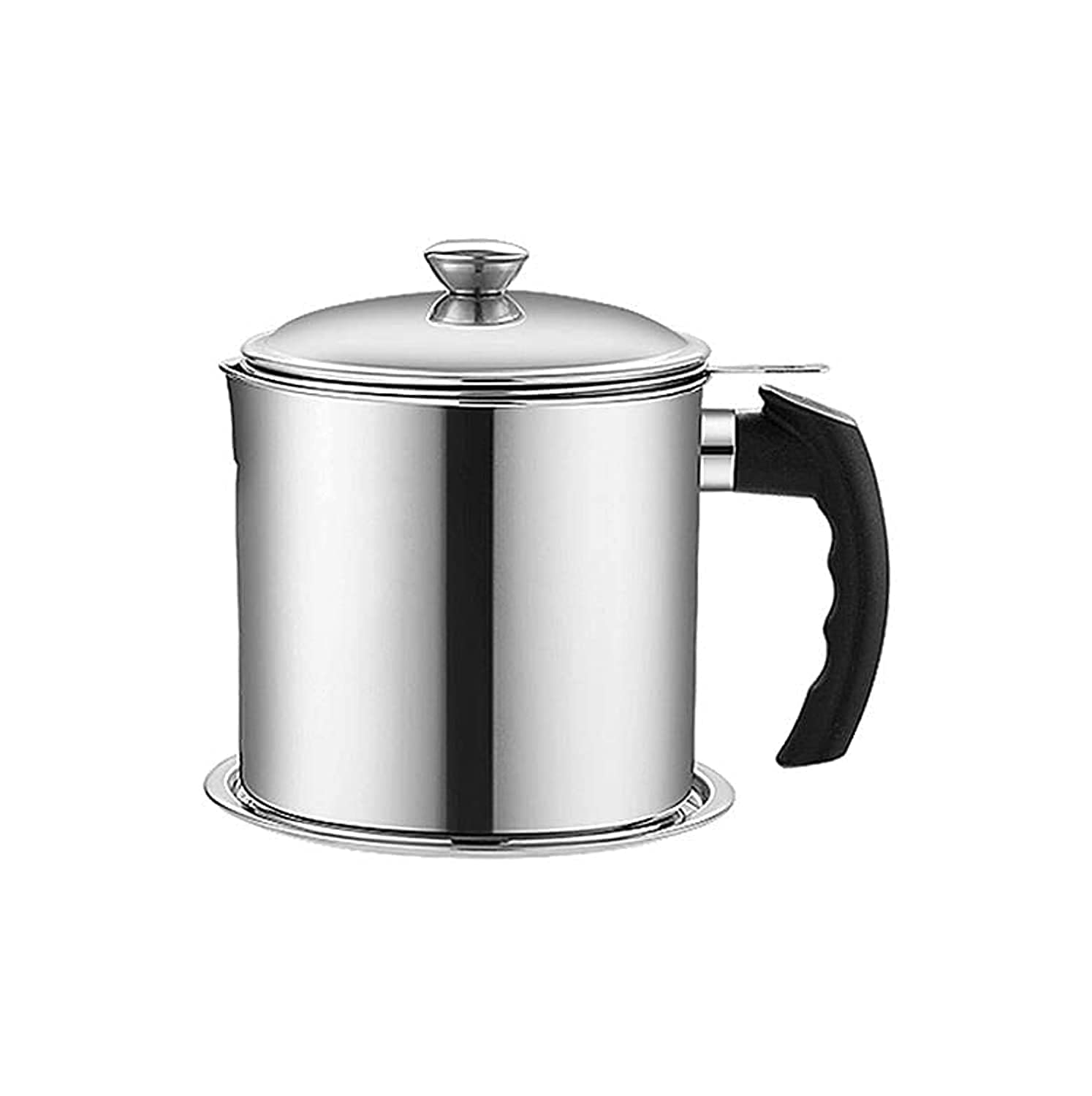 Arabest Stainless Steel Oil Filter, 1.3L/44 Oz Filter Oil Pot, Non-Stick Coating Grease Strainer Container, Recycle Grease Keeper with Dust-Proof Lid & Easy Grip Handle for Frying Oils & Storing Fats