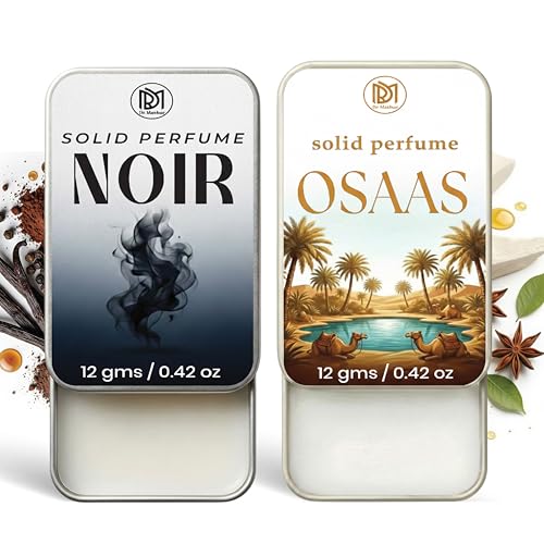 Image of Dr.Mashur Solid Perfume |Osaas&Noir Alcohol Free Wax Perfume Balm, Long Lasting | Pocket Tin 12g, Pack Of 2| Non Greasy Smooth Glide, Travel Friendly Men And Women Gifts He Or Her