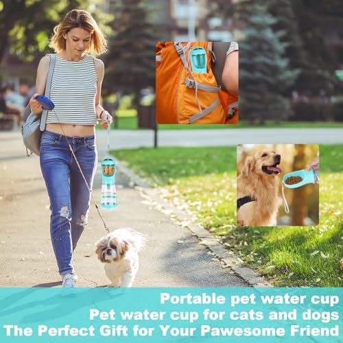 VFANDV 550ml Tragbare Haustier Trinkflasche, Trinkflasche Hunde, Mit Standfuß Gegen Verschütten, Wasser Rücklaufventil Auslaufsicher, Haustiere Wasserflasche für Täglich Spazieren Gehen Reisen