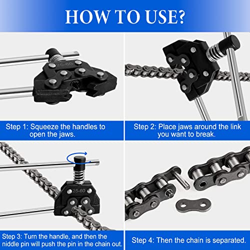 Image of Chain Breaker for #25#35#40#41#50 320 410 415 420 520 525 530 Roller Chain, Chain Splitter Detacher Cutter for Motorcycle Bicycle Go Cart Mini Bike Dirt Bike Motor Bike Chain, with 1 Push Pin