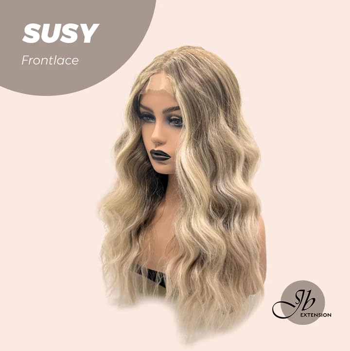 Miniatura 7 de Peluca de encaje frontal SUSY mezcla de rubio, pelucas onduladas para mujer, pelucas sintéticas naturales para uso diario (pelucas de cabello