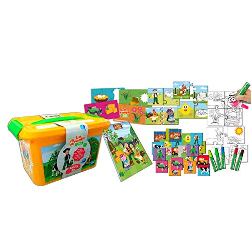Cife memo Cajón de Actividades Reino Infantil-desarrolla con Tus Amigos de La Granja de Zenón tu imaginación, Creatividad y Memoria, Color Multicolor con predominio del Naranja y verdecillo (41967)