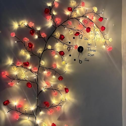 Image of Decorative Maple Leaf Vine String Lights 5.25 ft, 72 LED Fairy Lights with Remote Control, 8 Lighting Modes, USB Powered Wall Decoration Lights for Bedroom, Wedding & Festival