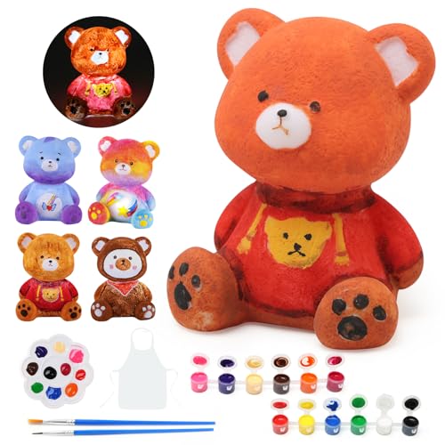 LEADSTAR Kit Pintura Lámpara Juguetes, Manualidades Niños Juguetes para Pintar Juego de Arte de Luz Nocturna Oso 3D Regalos de Creativo para Cumpleaños Navidad Niños Niñas 3 4 5 6 7 8 9 10 12 Años