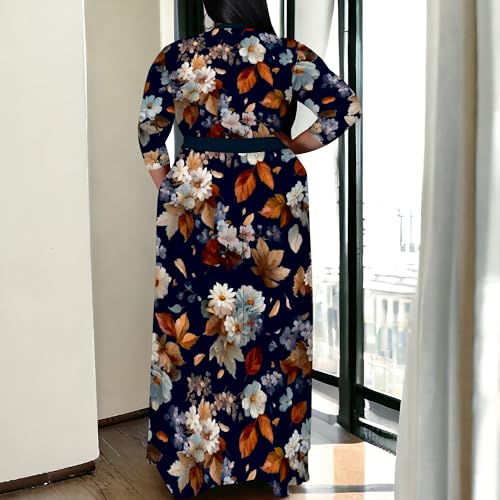 Image of SUZONANA Women's Plus Size Maxi Dresses Casual Loose Short Sleeve Long Maxi Dress with Belt Wedding