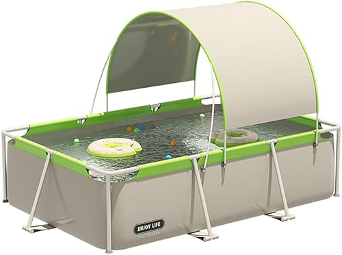 Miniatura 8 de YUEWO Piscina rectangular sobre el suelo, con marco de acero metálico, fácil de instalar, piscina familiar para patio trasero, jardín, césped para