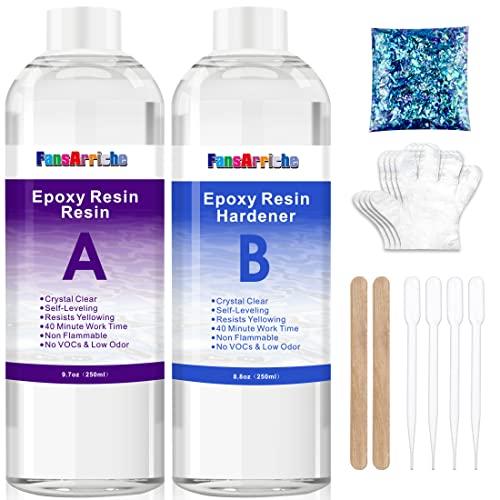 Résine époxy 500 ml - Transparent Pour moulage et revêtement, dessus de table, fabrication de bijoux et décoration artisanale