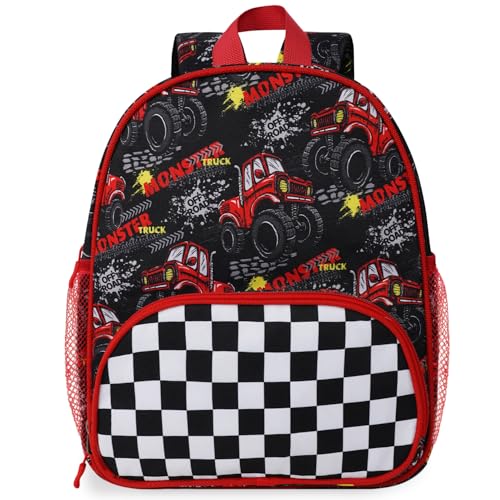 Image of Kids Boys Girls Backpack: Toddler Bag for Preschool Kindergarten Travel, Monster Truck School Bag for 4-6