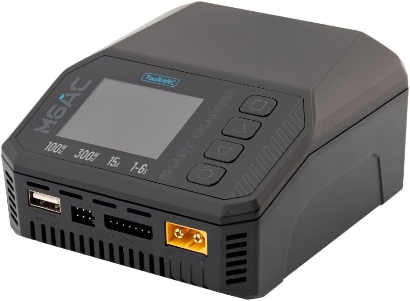 Toolkitrc M6AC DC 300W 15A Multi-Function Battery Charger IPS 2.0 Inch LCD Screen Balance Charger Discharger for 1-6S Lipo LiHV Life 1-16S NiMH Battery