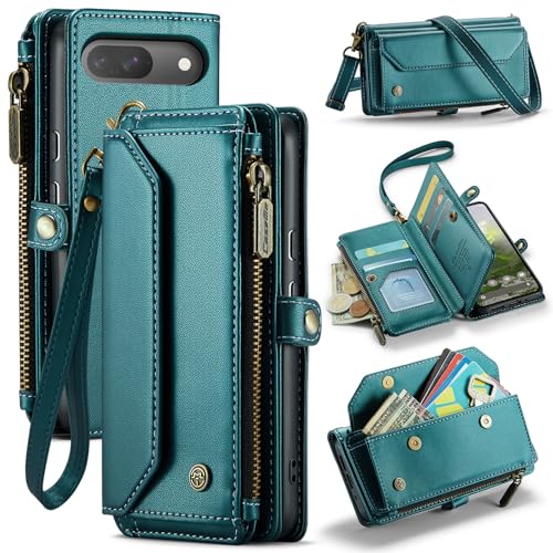 Étui portefeuille multifonction Google Pixel 10 Pro housse rfid fermeture éclair verte