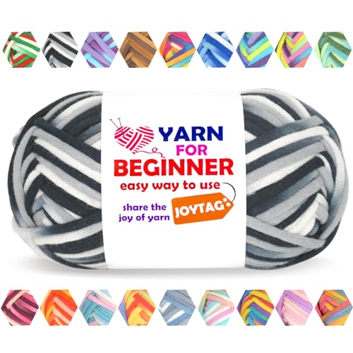 50g Rainbow Beginner Crochet Yarn for Crocheting and Knitting Multicolor Cotton Crochet Yarn for Beginners Easy Yarn for Beginners(Black Grey Tone)