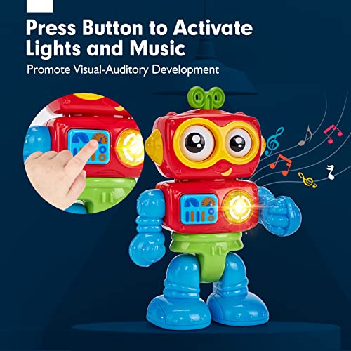 hahaland toys for 1 year old boys - Activity Robot Baby Toys for 1 Year Old - Musical Light up Poseable Fine Motor Skill Toys for 12 Months - Interactive Montessori Toys for 1 Year Old Birthday Gift