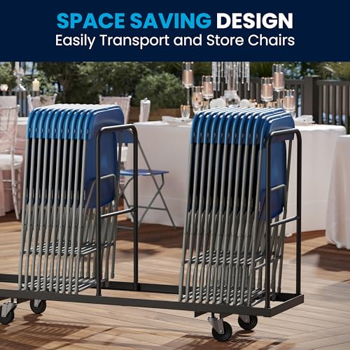 Image of Flash Furniture Hercules Series Plastic Folding Chair - Blue - 4 Pack 650LB Weight Capacity Comfortable Event Chair-Lightweight Folding Chair