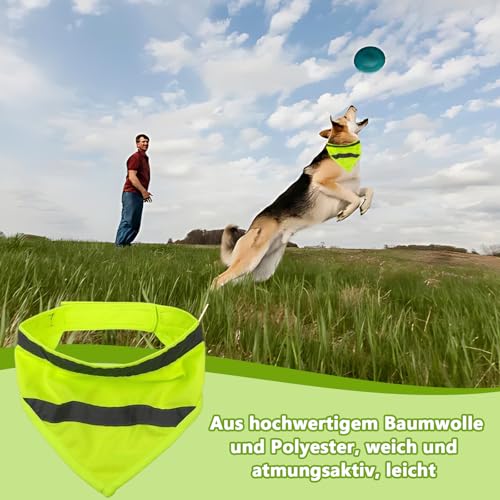 Reflektierendes Hundehalstuch, Verstellbarer Dreieckstuch für Haustiere, Sicherheit bei Nacht für Katzen und Hunde, Sicherheit Reflektierende Lätzchen, Kopftücher Hund Bandanas(L Fluorescent Grün)