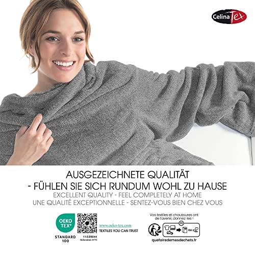 CelinaTex TV-Decke mit Ärmeln und Fußtasche Flauschige Kuscheldecke XL 170 x 200 cm grau Mikrofaser Fleece Soft Oeko-TEX – Ansicht 4