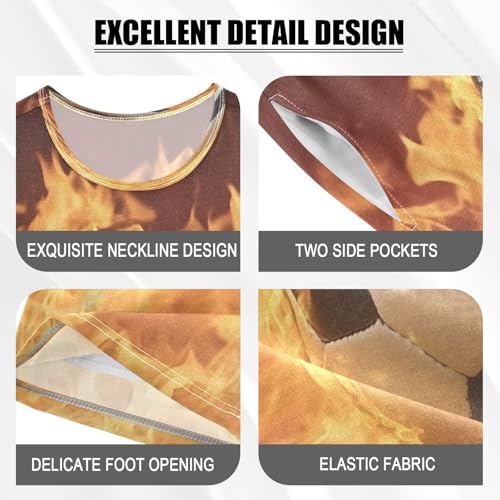 ALAZA Fire Soccer Stylish Football Pajamas Set Short Sleeve Cotton Sleepwear Summer Pjs 2 Piece 5-14Y4