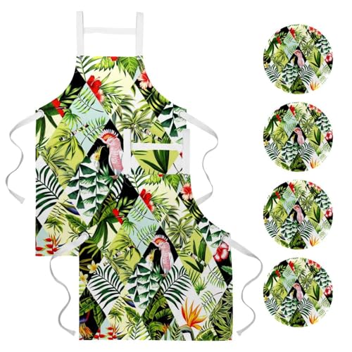 Tablier de serveuse perroquet flamant rose idéal pour le service en bistrot et bar