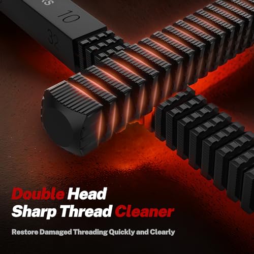 Image of TOMMARS 3-Piece SAE and Metric Thread File Set for External Threads | Thread Restorer and Chaser Repair Tools for Cleaning and Restoring Damaged External Threads in Standard and Metric Sizes