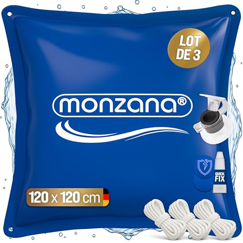 MONZANA® 3X Coussin de Piscine hivernage XL Corde PVC -20°C Double Couture 4 Oeillets Coussin Gonflable Oreiller Piscine Coussin Flottant Valve air