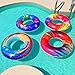 Parentswell 6PCS Big Pool Floats Tubes: Inflatable Pool Floats Swimming Rings with Beach Balls - Brightly Colored Pool Floaties Party Toys, Pool Toys for Kids Adults Toddlers
