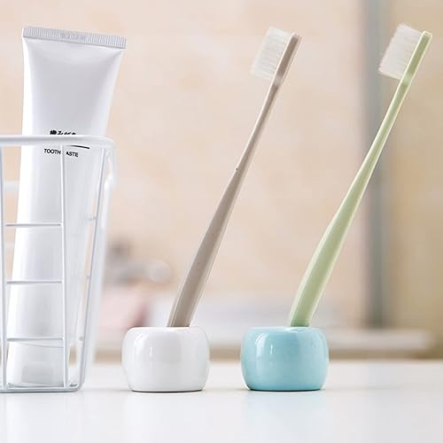 Miniatura 5 de Savagrow 4pcs mini cerámica cepillo de dientes titulares pareja blancoazulgrisrosa cepillo de dientes de baño titular soporte