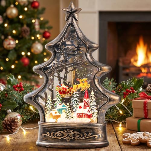 Caja de música navideña con luces LED y movimiento continuo de Papá Noel 2