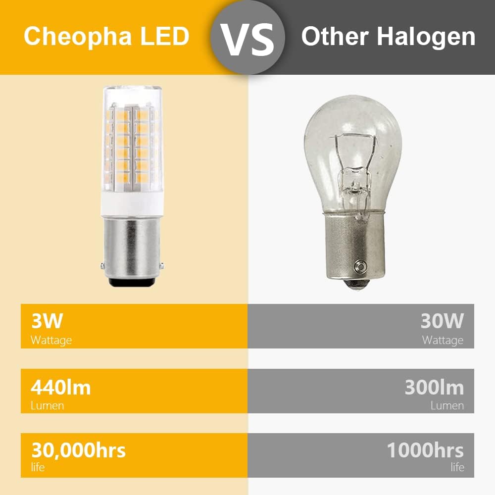 Cheopha 1142 1004 1076 LED Bulb Warm White Replacement BA15D 3W 10-30VDC for RV Camper Trailer Motorhome Marine Navigation Boat Anchor Stern Lights 2 Contacts Bayonet Base Pack of 3