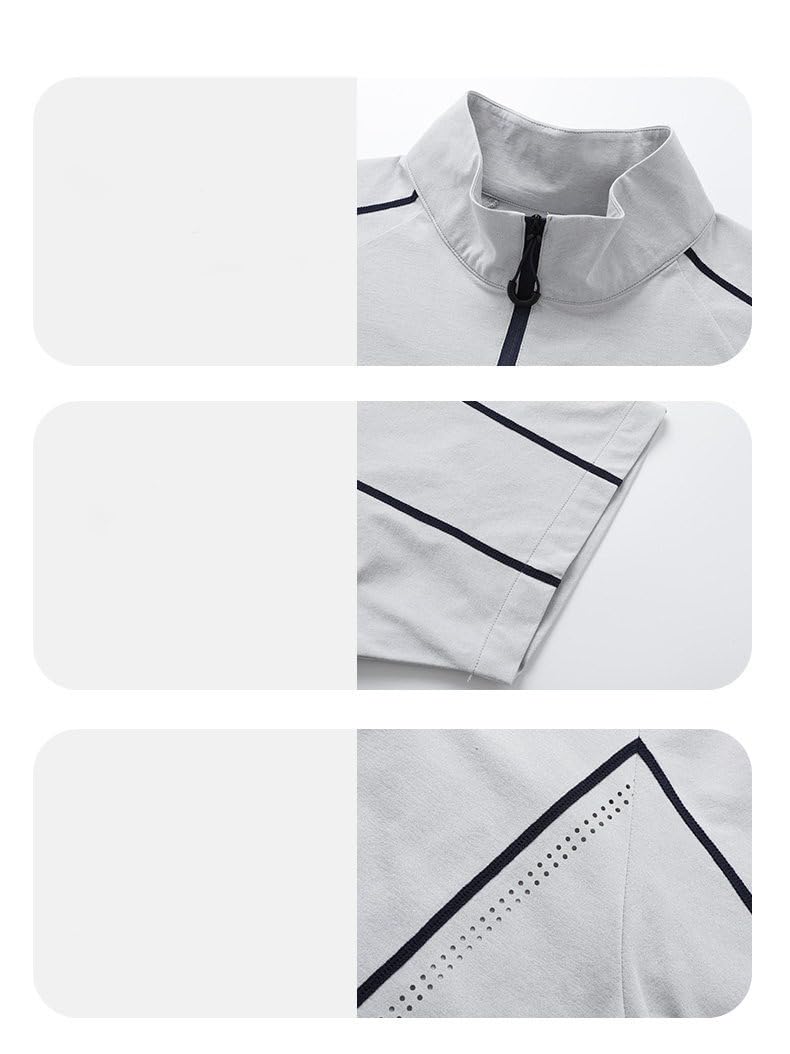 Men's Sport Set Ice Silk Thin Half Zip T-shirt szorty Casual Loose Summer
