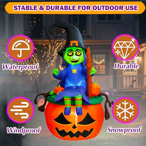 Trystway TH2402-180 6 Ft Halloween Inflatables Witch Pumpkin Cauldron Decoration Blow Up Built-In Led For Holiday Lawn Yard Garden Home Indoor Outdoor Decor thumb #6