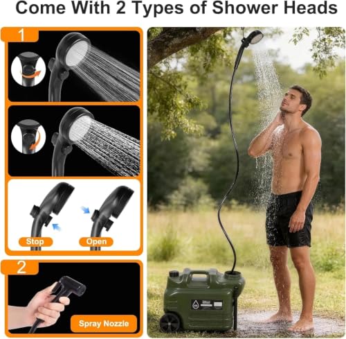 Camping Shower Kit con Jarra Rodante de Agua de 7.4 Gal (28L) y Bomba de Ducha de 6000mAh miniatura 4