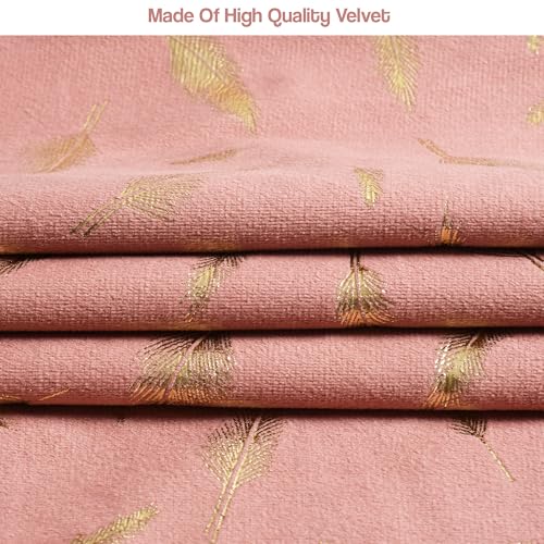 Image of Yellow Weaves Foil Printed Velvet Cushion Cover 16 X 16 Inches, 1 Piece, (Rose Gold)