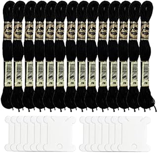 SZXMDKH Black Embroidery Threads,Black Cross Stitch Thread Black Series Cross Stitch Floss (14 Skeins Per Pack)