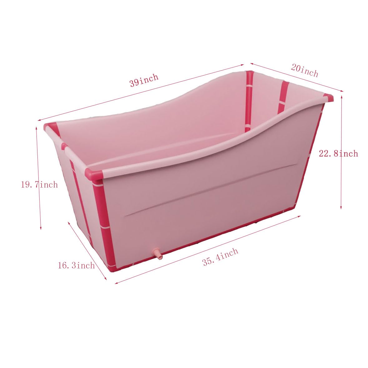 Vasca d'Acqua Mobile, Vasca da Bagno Pieghevole Indipendente, Vasca da Bagno Pieghevole, Sauna per Adulti, Secchio Rettangolare, Durevole Facile da Riporre(Color:Rosa)