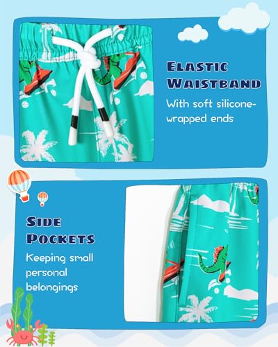 Image of SURF CUZ Boys Swim Trunks with Boxer Brief Liner Toddler Boy Stretch Swimsuit Shorts Quick Dry Swimming Trunks Bathing Suit