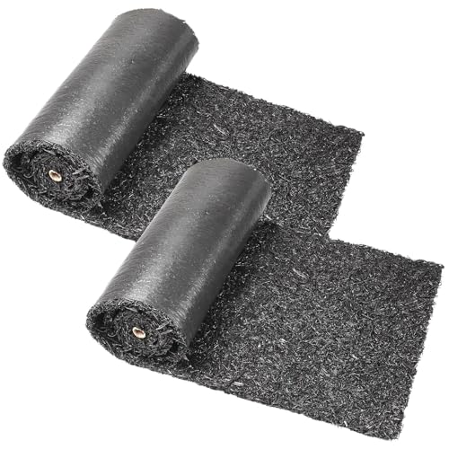 Sekcen Upgraded 2 Pack Rubber Mulch Roll Mat for Landscaping Recycled Rubber Walkway Black Permanent Mulch Pathway Playground 8 x 2