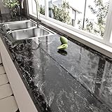 Black Marble Contact Paper Peel and Stick Countertops 15.8'x78.7' Decorative Wallpaper Waterproof Black Contact Paper for Countertops Removable Wallpapers Marble Vinyl Film for Cabinets Shelf Liner