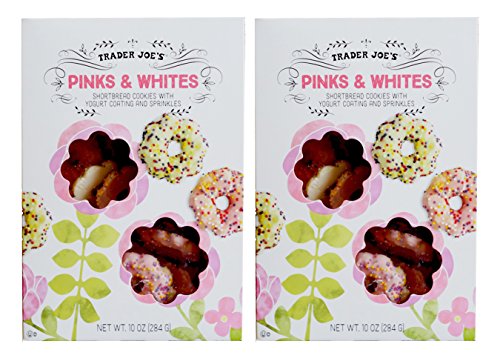 Trader Joe's Pinks & Whites Shortbread Cookies with Yogurt Coating and Sprinkles 10 Oz. (2-Pack)