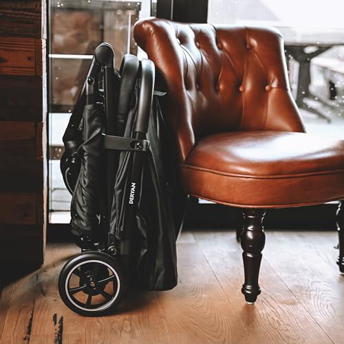 Deryan Easy Reisebuggy - Reise Buggy für Kinder ab Geburt bis 22 kg, mit 3 Liegepositionen, Leicht 6,5 kg & Kompakt, Klein Zusammenklappbar, UPF 50+, Schultergurt, Korb bis 3 kg (Taupe)