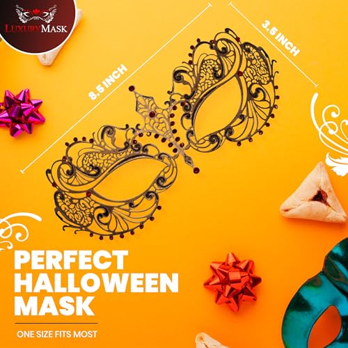 Image of Masquerade Mask for Women with Rhinestones - Elegant Metal Half Face Mask for Masquerade Parties, Mardi Gras, & Themed Events