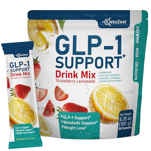 KetoZest GLP-1 Support Drink Mix Powder - Women Men Weight Loss Support - GLP1 Support Prebiotic Fiber Supplement - Daily Natural Metabolism & Fat Burn Support - Reduce Bloating Gut