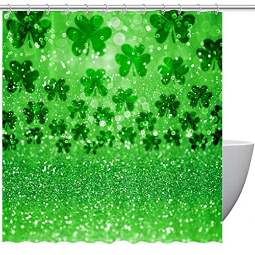 Rideau de douche vert scintillant trèfle irlandais 183 cm - 2