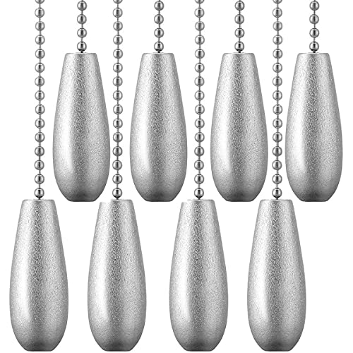 Image of Ceiling Fan Chain Pulls Decorative Extension 12 Inches Silver Color Wooden Pull Chain Fan Pulls Set Ornaments for Ceiling Light Lamp Fan Chain (Nickel) 8 Pcs