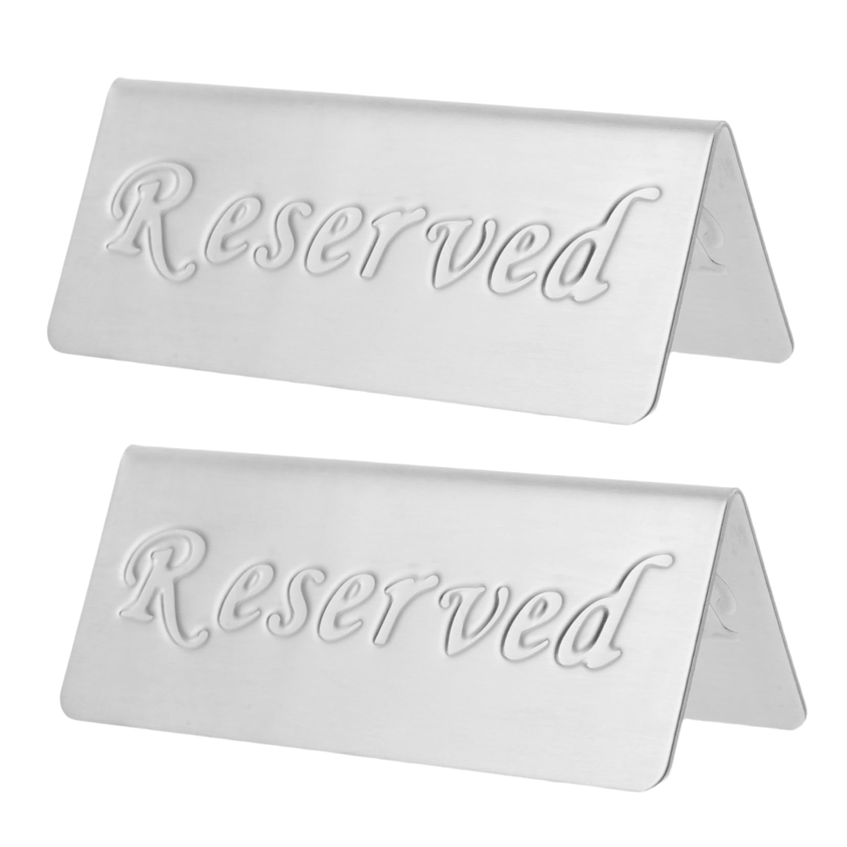 Cabilock 2pcs Tabletop Reserved Sign: Stainless Steel Reservation Sign - Metal Desk Tent Stand for Wedding Restaurant Tables and Event Decorations